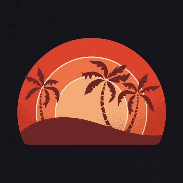 Retro Vintage Sunset with Palm Trees by LR_Collections